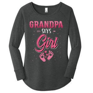 Gender reveal Grandpa says baby matching family set Women's Perfect Tri Tunic Long Sleeve Shirt