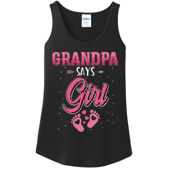 Gender reveal Grandpa says baby matching family set Ladies Essential Tank