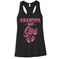 Gender reveal Grandpa says baby matching family set Women's Racerback Tank