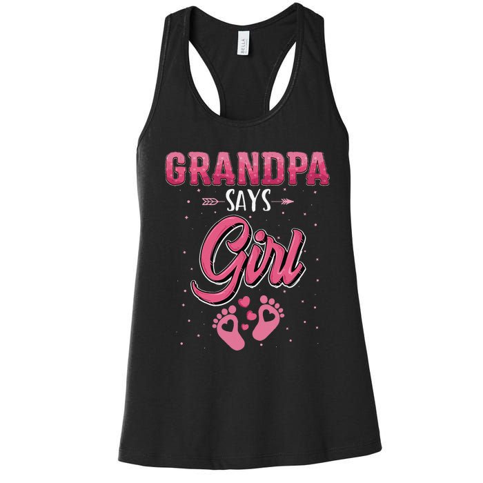 Gender reveal Grandpa says baby matching family set Women's Racerback Tank