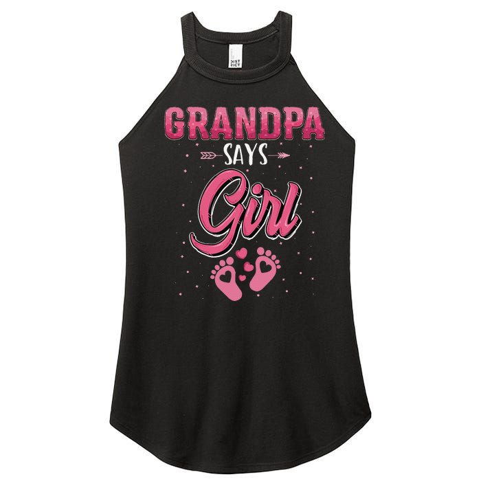 Gender reveal Grandpa says baby matching family set Women's Perfect Tri Rocker Tank