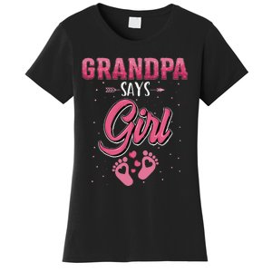 Gender reveal Grandpa says baby matching family set Women's T-Shirt