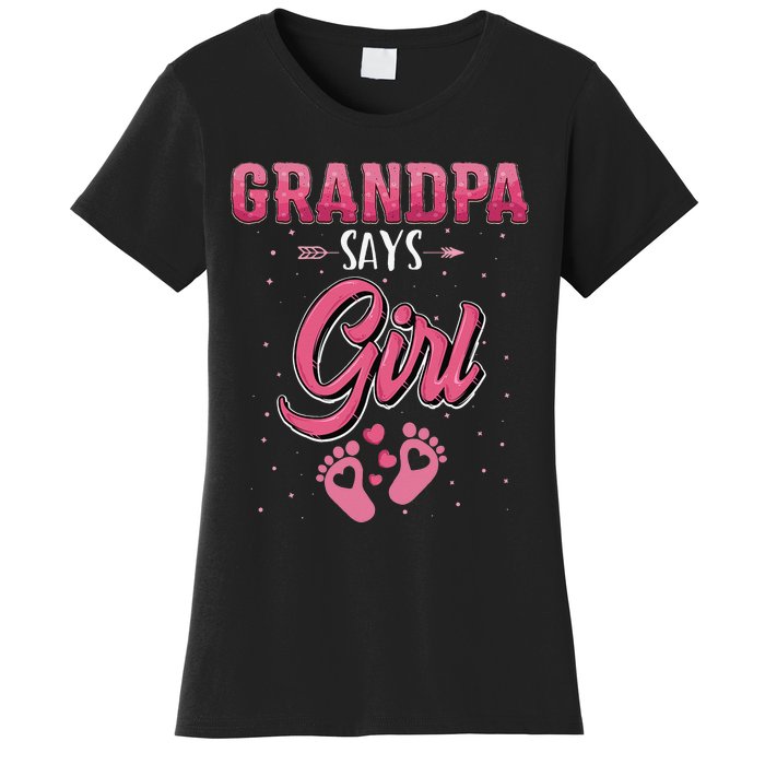 Gender reveal Grandpa says baby matching family set Women's T-Shirt