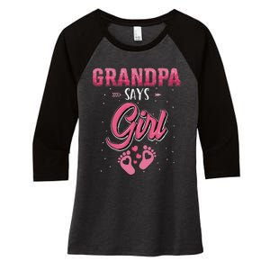 Gender reveal Grandpa says baby matching family set Women's Tri-Blend 3/4-Sleeve Raglan Shirt