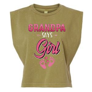 Gender reveal Grandpa says baby matching family set Garment-Dyed Women's Muscle Tee