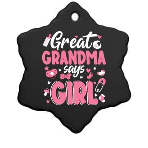 Gender Reveal Great Grandma Says Girl Baby Matching Family Long Sleeve Ceramic Star Ornament