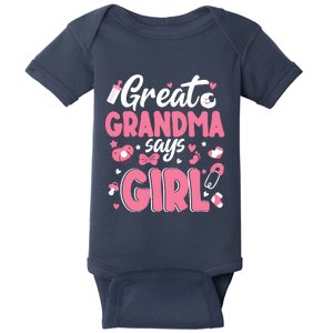 Gender Reveal Great Grandma Says Girl Baby Matching Family Long Sleeve Baby Bodysuit