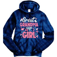 Gender Reveal Great Grandma Says Girl Baby Matching Family Long Sleeve Tie Dye Hoodie