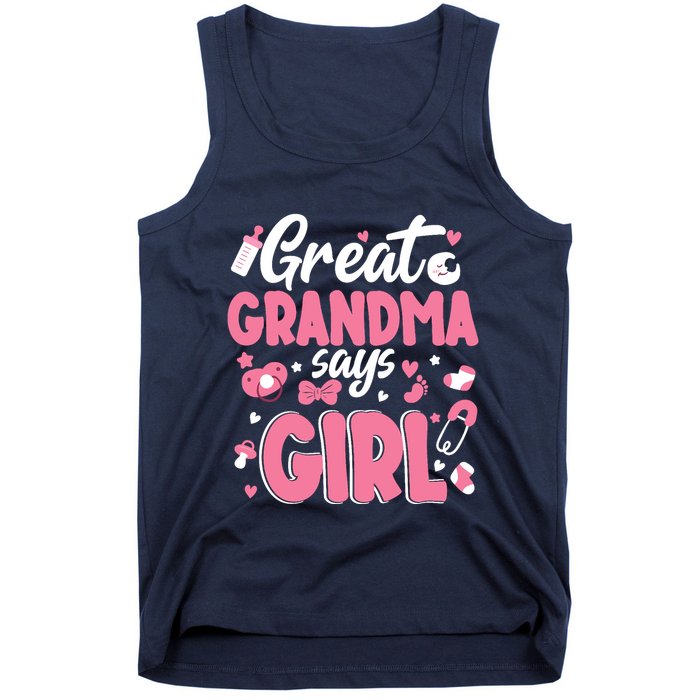 Gender Reveal Great Grandma Says Girl Baby Matching Family Long Sleeve Tank Top