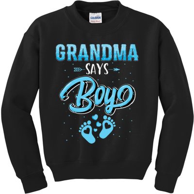 Gender reveal grandma says baby matching family set Kids Sweatshirt