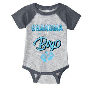 Gender reveal grandma says baby matching family set Infant Baby Jersey Bodysuit