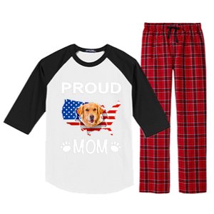 Golden Retriever Golden Retriever Proud Patriot Mom Gift Raglan Sleeve Pajama Set