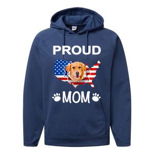 Golden Retriever Golden Retriever Proud Patriot Mom Gift Performance Fleece Hoodie