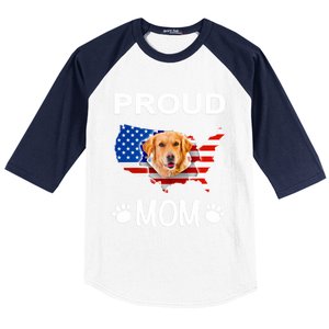 Golden Retriever Golden Retriever Proud Patriot Mom Gift Baseball Sleeve Shirt