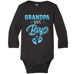 Gender Reveal Grandpa Says Boy Baby Matching Family Set Baby Long Sleeve Bodysuit