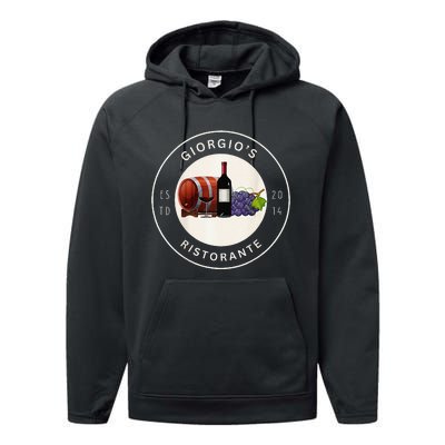 GiorgioS Ristorante Great Food Atmosphere Aura Performance Fleece Hoodie