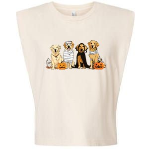 Golden Retriever Ghost Dog Halloween Golden Retriever Witch Vneck Garment-Dyed Women's Muscle Tee