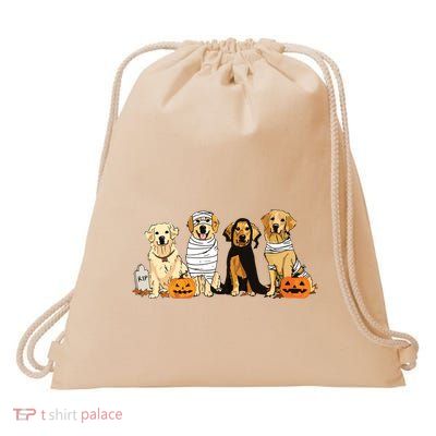 Golden Retriever Ghost Dog Halloween Golden Retriever Witch Vneck Drawstring Bag
