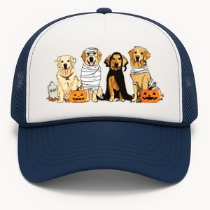 Golden Retriever Ghost Dog Halloween Golden Retriever Witch Vneck Trucker Hat