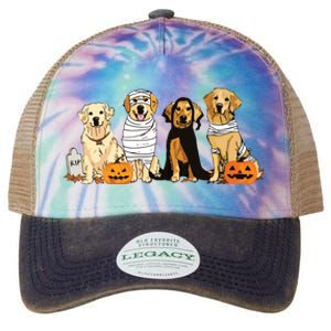 Golden Retriever Ghost Dog Halloween Golden Retriever Witch Vneck Legacy Tie Dye Trucker Hat