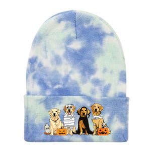 Golden Retriever Ghost Dog Halloween Golden Retriever Witch Vneck Tie Dye 12in Knit Beanie