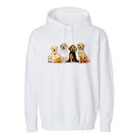 Golden Retriever Ghost Dog Halloween Golden Retriever Witch Vneck Garment-Dyed Fleece Hoodie