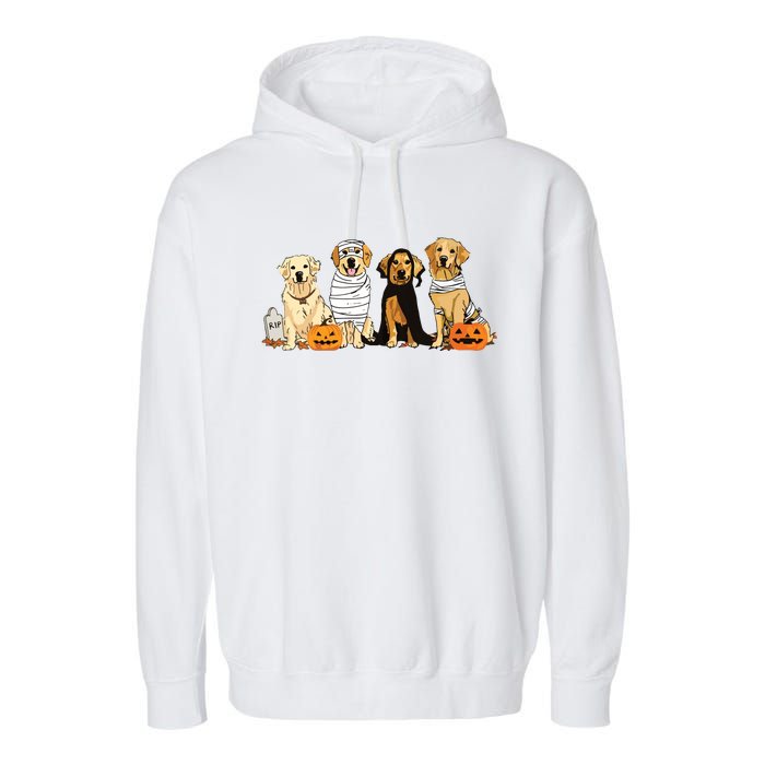 Golden Retriever Ghost Dog Halloween Golden Retriever Witch Vneck Garment-Dyed Fleece Hoodie