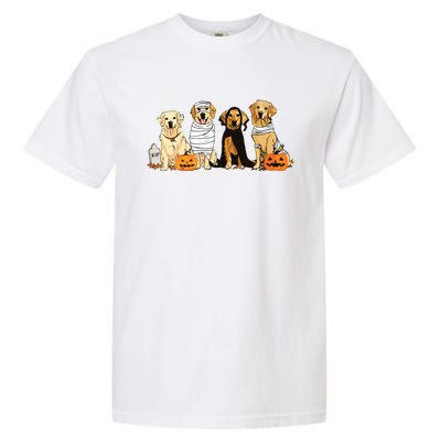 Golden Retriever Ghost Dog Halloween Golden Retriever Witch Vneck Garment-Dyed Heavyweight T-Shirt