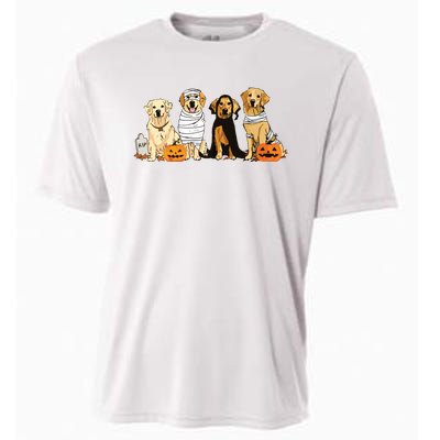 Golden Retriever Ghost Dog Halloween Golden Retriever Witch Vneck Cooling Performance Crew T-Shirt