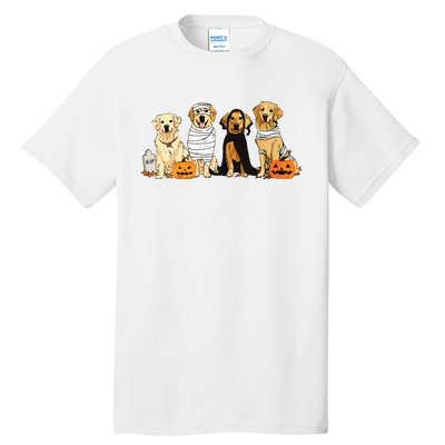 Golden Retriever Ghost Dog Halloween Golden Retriever Witch Vneck Tall T-Shirt