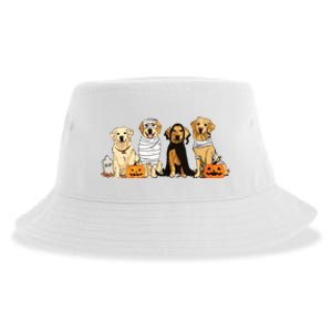 Golden Retriever Ghost Dog Halloween Golden Retriever Witch Vneck Sustainable Bucket Hat