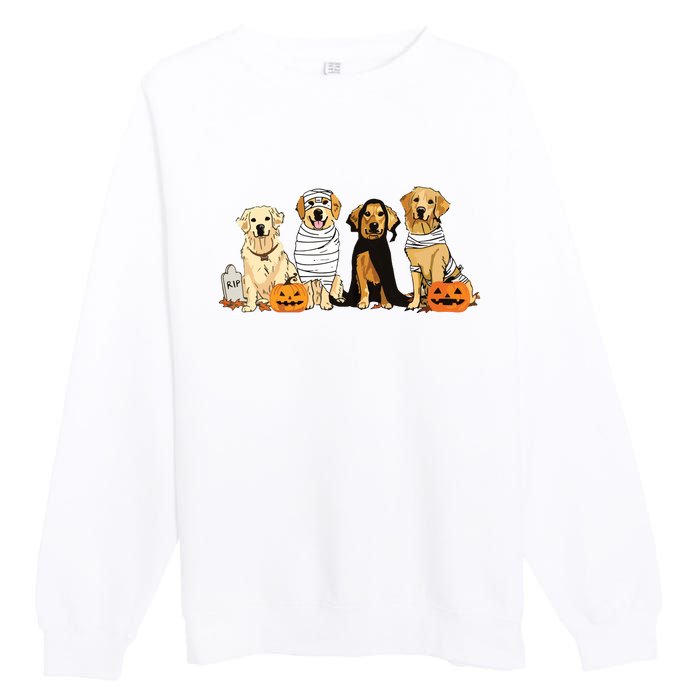 Golden Retriever Ghost Dog Halloween Golden Retriever Witch Vneck Premium Crewneck Sweatshirt