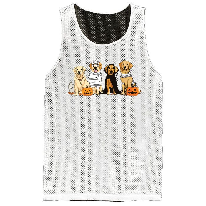 Golden Retriever Ghost Dog Halloween Golden Retriever Witch Vneck Mesh Reversible Basketball Jersey Tank