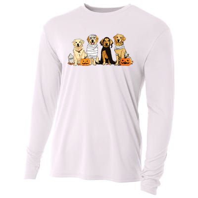 Golden Retriever Ghost Dog Halloween Golden Retriever Witch Vneck Cooling Performance Long Sleeve Crew