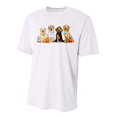 Golden Retriever Ghost Dog Halloween Golden Retriever Witch Vneck Performance Sprint T-Shirt