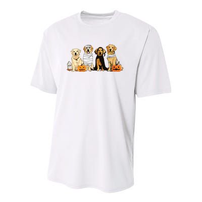 Golden Retriever Ghost Dog Halloween Golden Retriever Witch Vneck Youth Performance Sprint T-Shirt