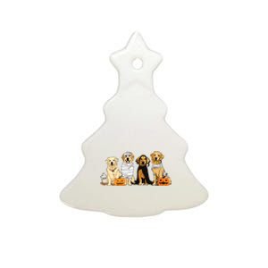 Golden Retriever Ghost Dog Halloween Golden Retriever Witch Vneck Ceramic Tree Ornament