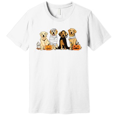 Golden Retriever Ghost Dog Halloween Golden Retriever Witch Vneck Premium T-Shirt