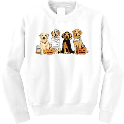 Golden Retriever Ghost Dog Halloween Golden Retriever Witch Vneck Kids Sweatshirt