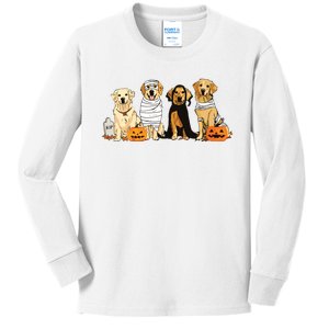 Golden Retriever Ghost Dog Halloween Golden Retriever Witch Vneck Kids Long Sleeve Shirt