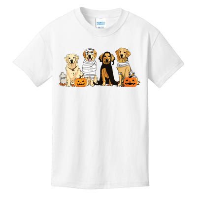 Golden Retriever Ghost Dog Halloween Golden Retriever Witch Vneck Kids T-Shirt