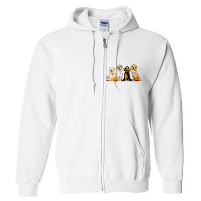 Golden Retriever Ghost Dog Halloween Golden Retriever Witch Vneck Full Zip Hoodie