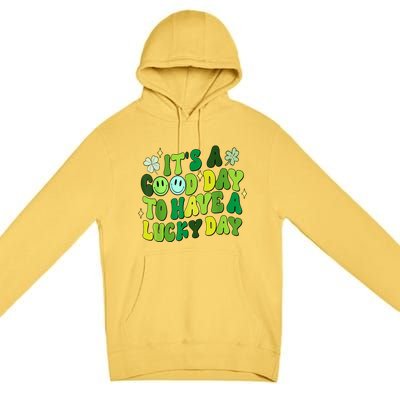 Green Retro Groovy St Patricks Day Party Premium Pullover Hoodie