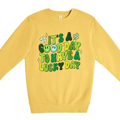 Green Retro Groovy St Patricks Day Party Premium Crewneck Sweatshirt