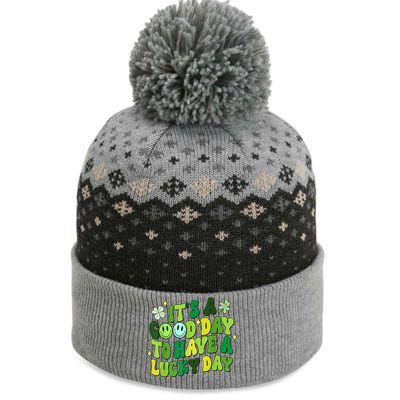 Green Retro Groovy St Patricks Day Party The Baniff Cuffed Pom Beanie