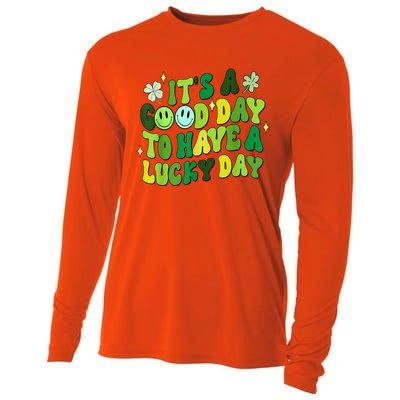 Green Retro Groovy St Patricks Day Party Cooling Performance Long Sleeve Crew