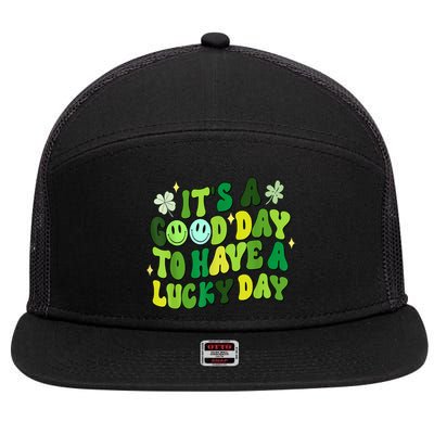 Green Retro Groovy St Patricks Day Party 7 Panel Mesh Trucker Snapback Hat