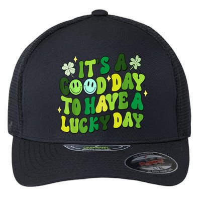 Green Retro Groovy St Patricks Day Party Flexfit Unipanel Trucker Cap