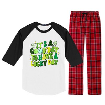 Green Retro Groovy St Patricks Day Party Raglan Sleeve Pajama Set