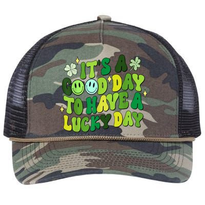 Green Retro Groovy St Patricks Day Party Retro Rope Trucker Hat Cap